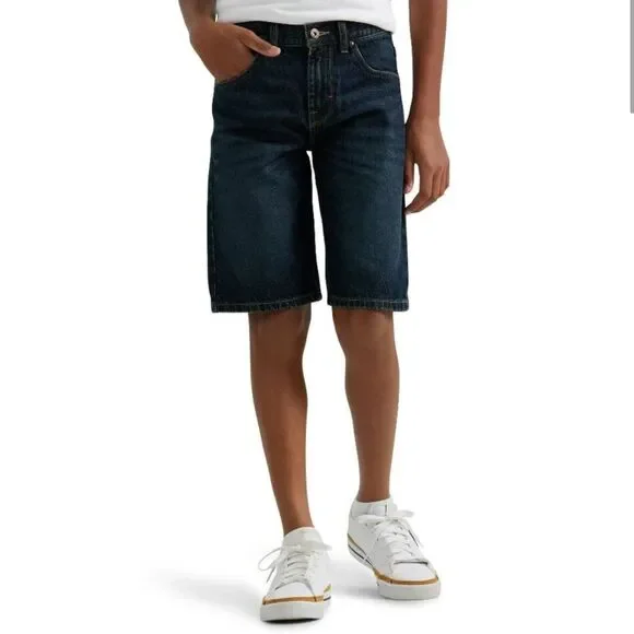 Wrangler Boys Dark Blue Denim Jean Shorts Adjustable Waist - Picture 2 of 8